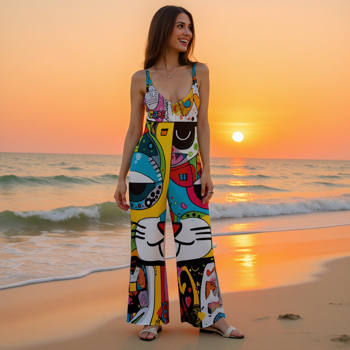 Artistic Colorful Jumpsuit - TikTok Trending Wide-Leg Statement Piece