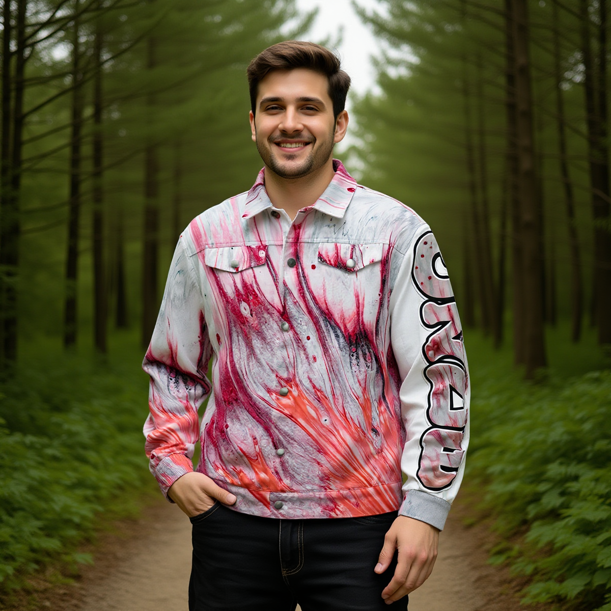 CZDE Urban Art Paint Splash Unisex Collared Jacket - Street Style Statement Piece