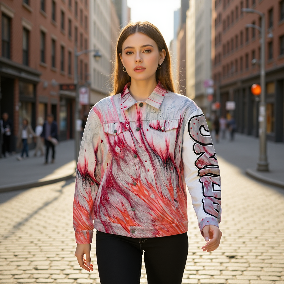 CZDE Urban Art Paint Splash Unisex Collared Jacket - Street Style Statement Piece
