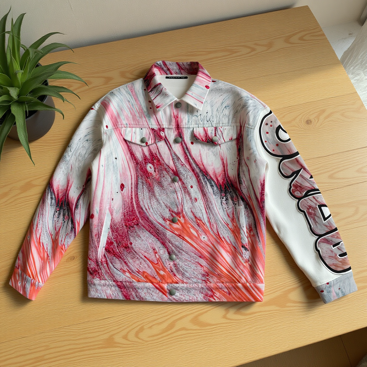 CZDE Urban Art Paint Splash Unisex Collared Jacket - Street Style Statement Piece