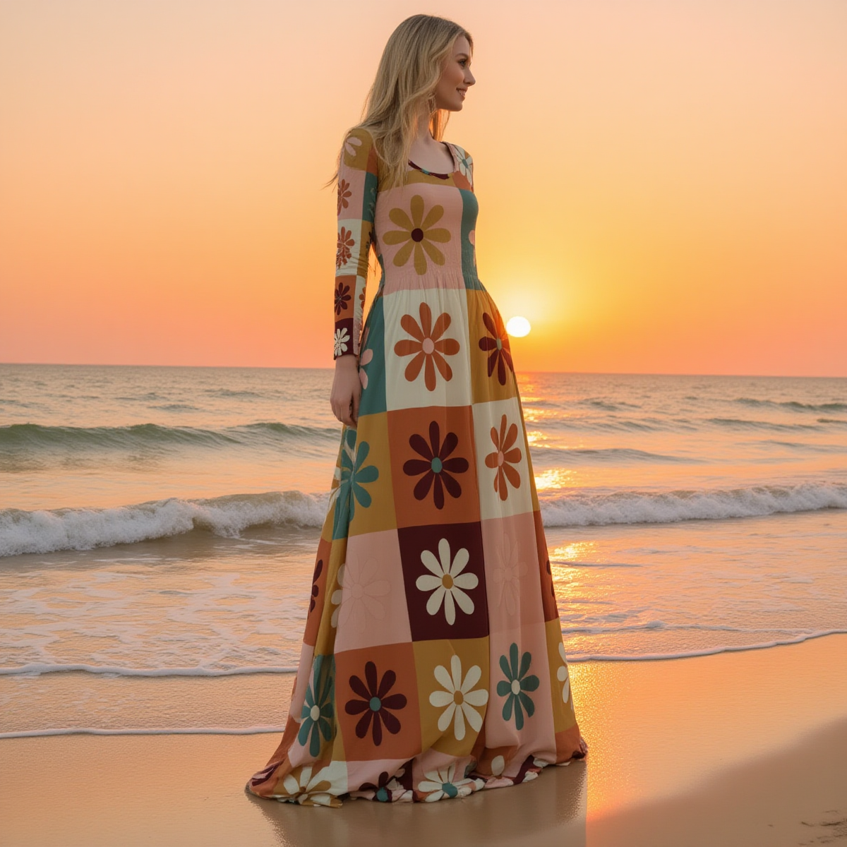 CZDE Retro Floral Velvet Maxi Dress - Timeless Elegance Meets Modern Style