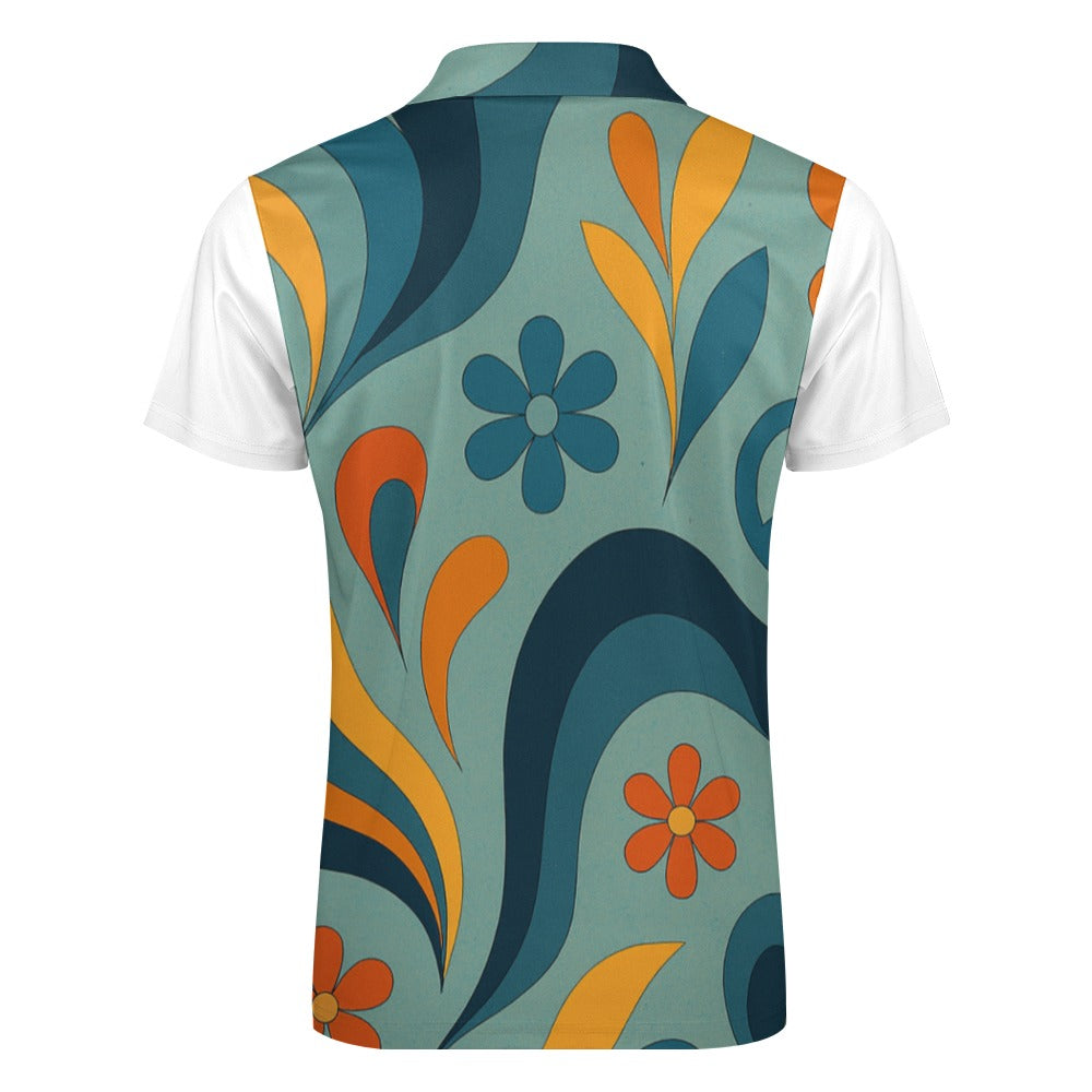 Retro Floral CZDE Polo Shirt – Colorful Vintage Style for Men