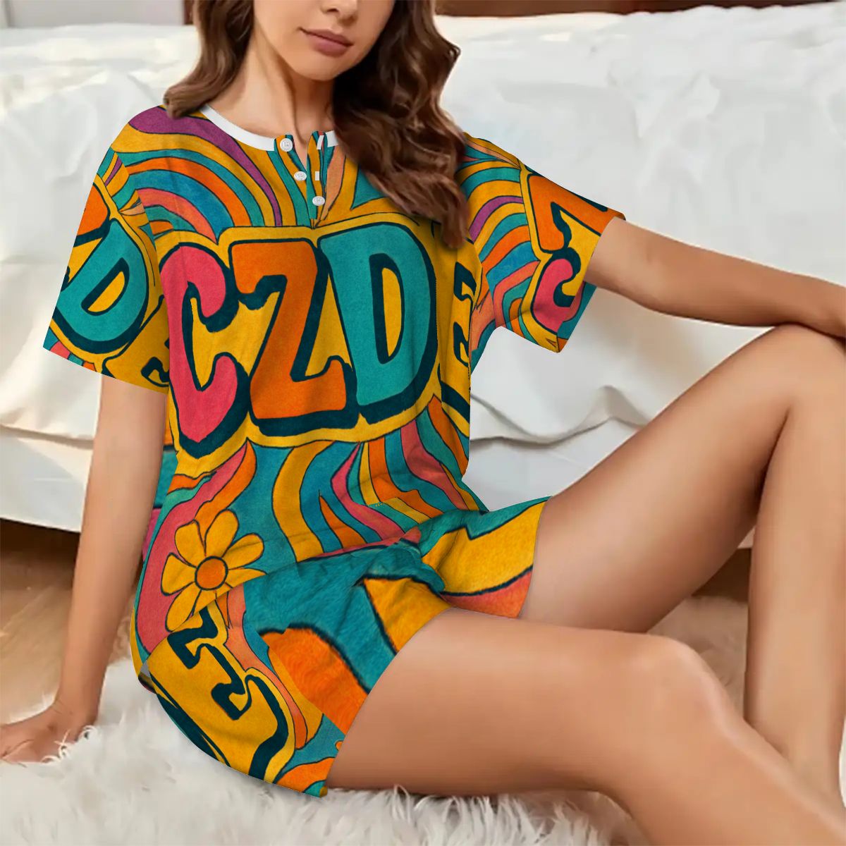 Feel-Good CZDE Pajama Set – Vintage Vibes for Lazy Mornings & Cozy Nights
