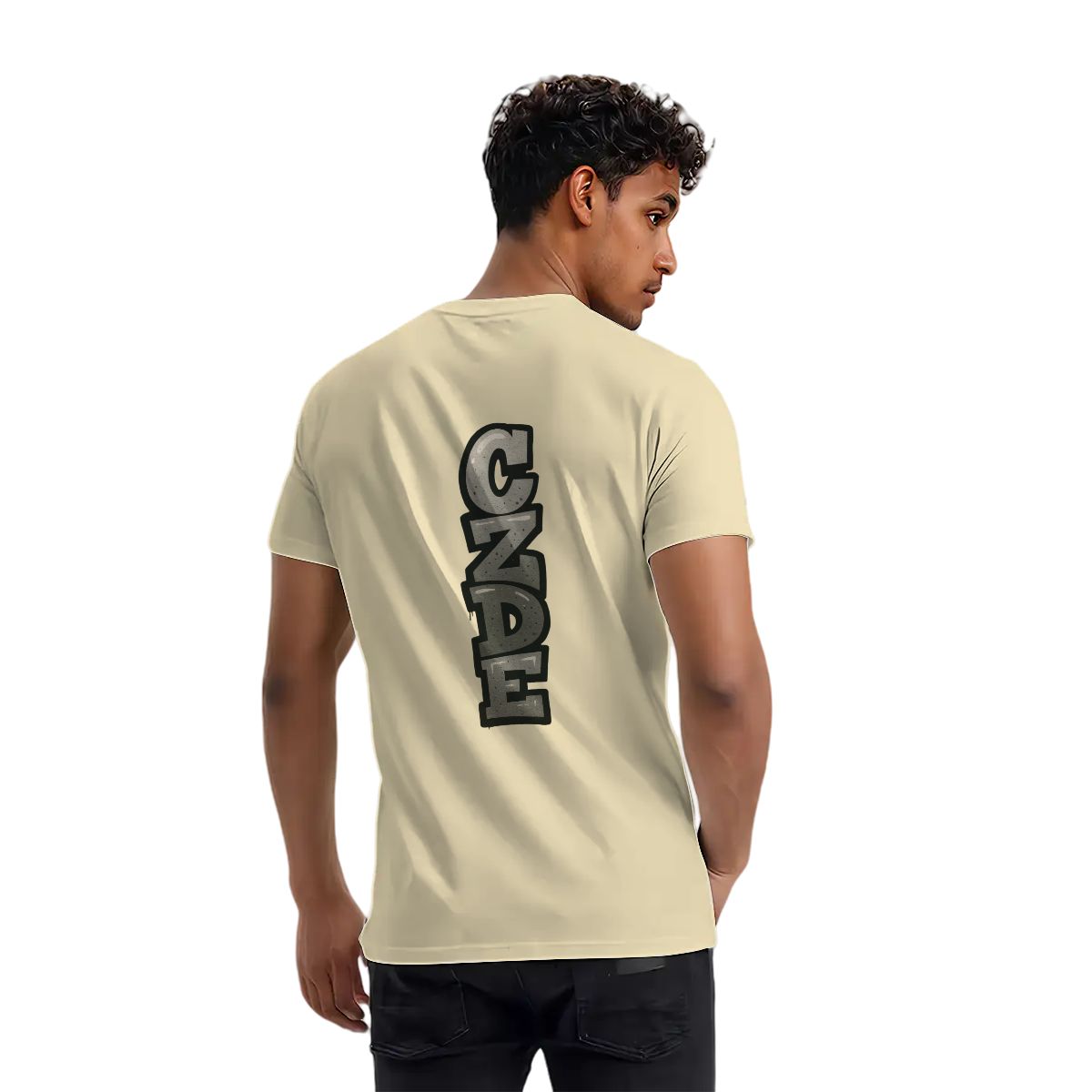 Men’s Black T-Shirt with Vertical CZDE Graffiti Print