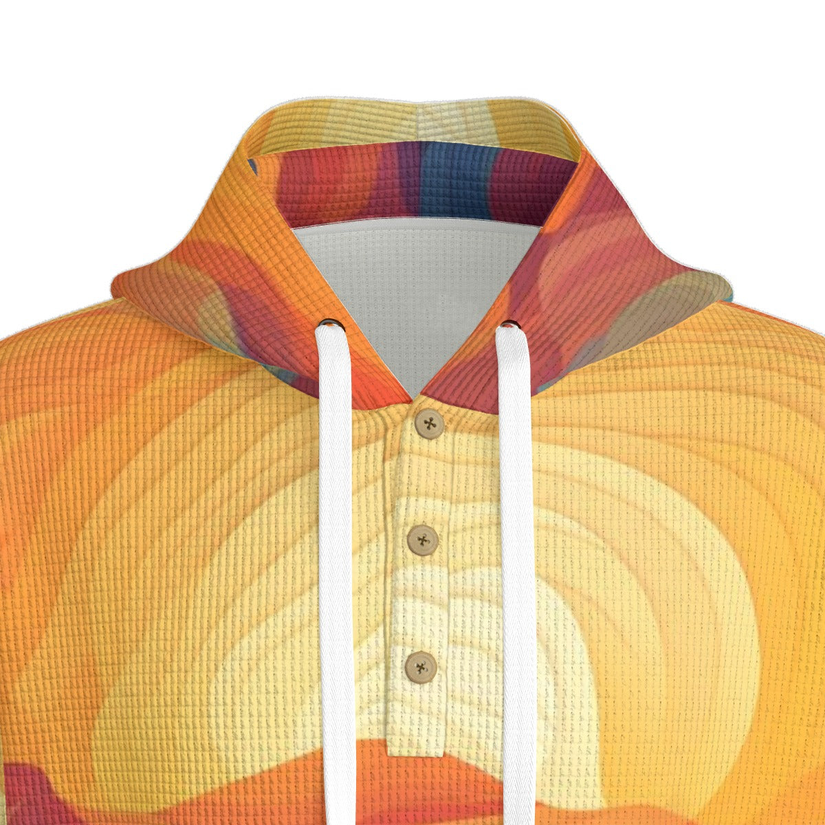 CZDE Sunset Gradient Hoodie - Half Button Pullover | Artistic Wave Print Sweatshirt