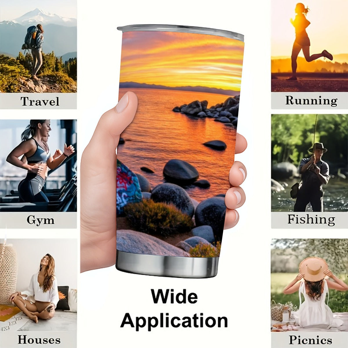 CZDE Sunset Stainless Steel Tumbler – Graffiti & Nature Design