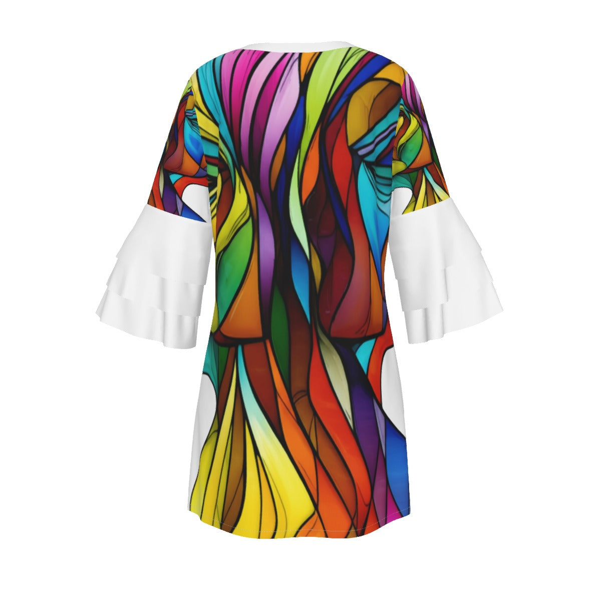 All-Over Print Women's Stacked Ruffle Sleeve Dress