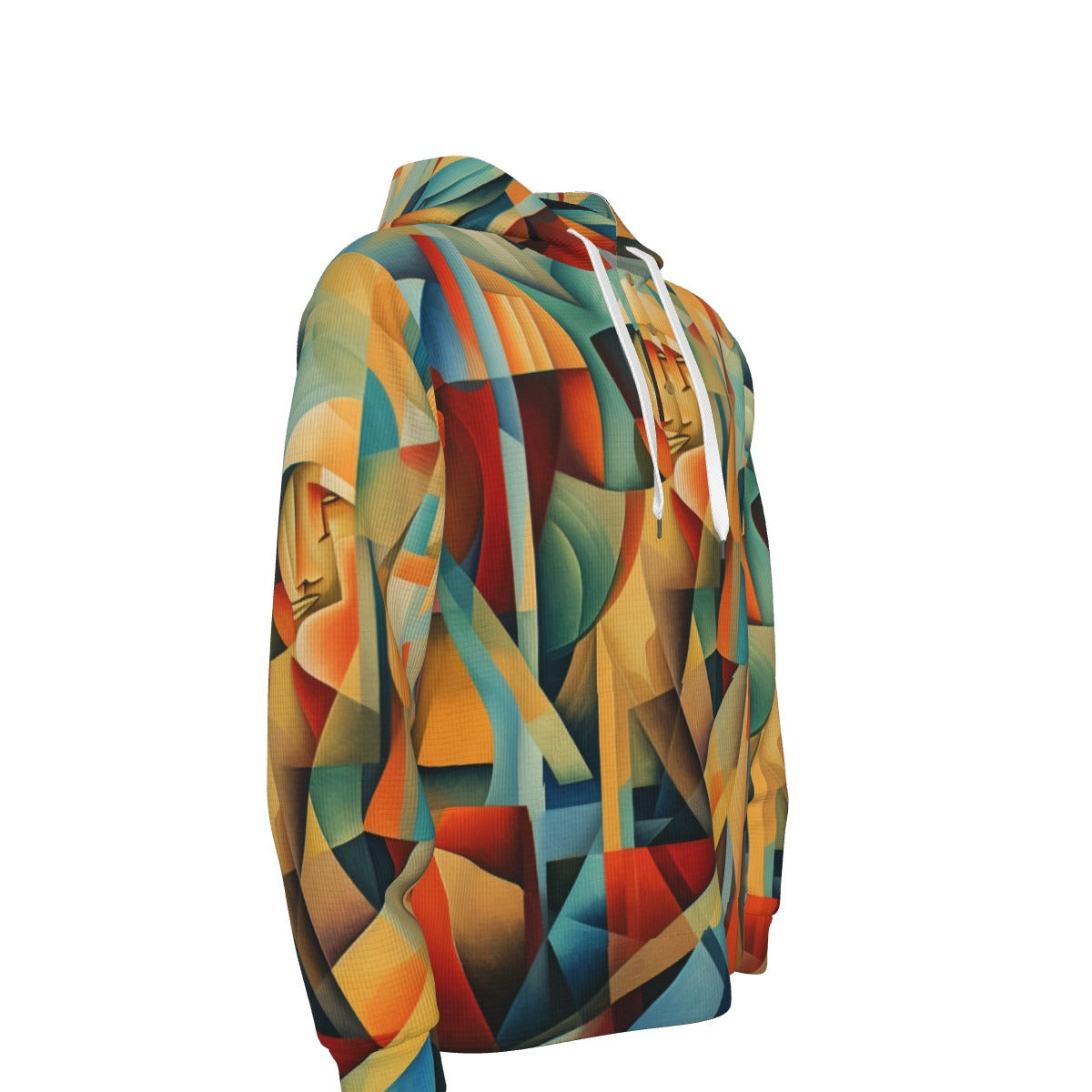 CZDE Abstract Geometric Print Hoodie - Half Button Pullover