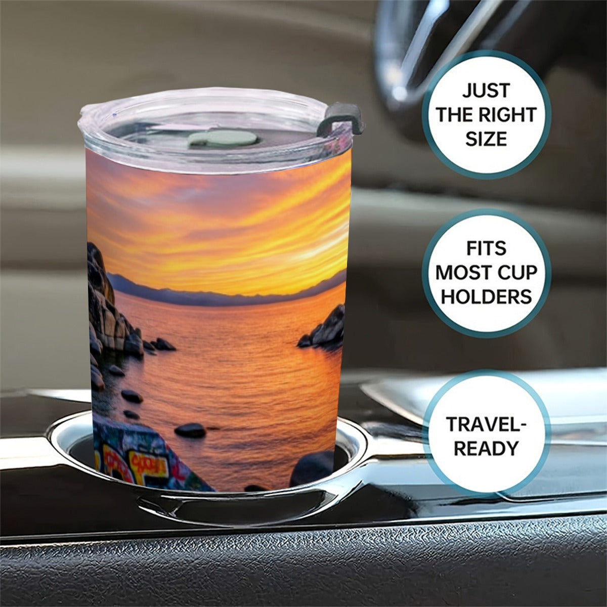 CZDE Sunset Stainless Steel Tumbler – Graffiti & Nature Design