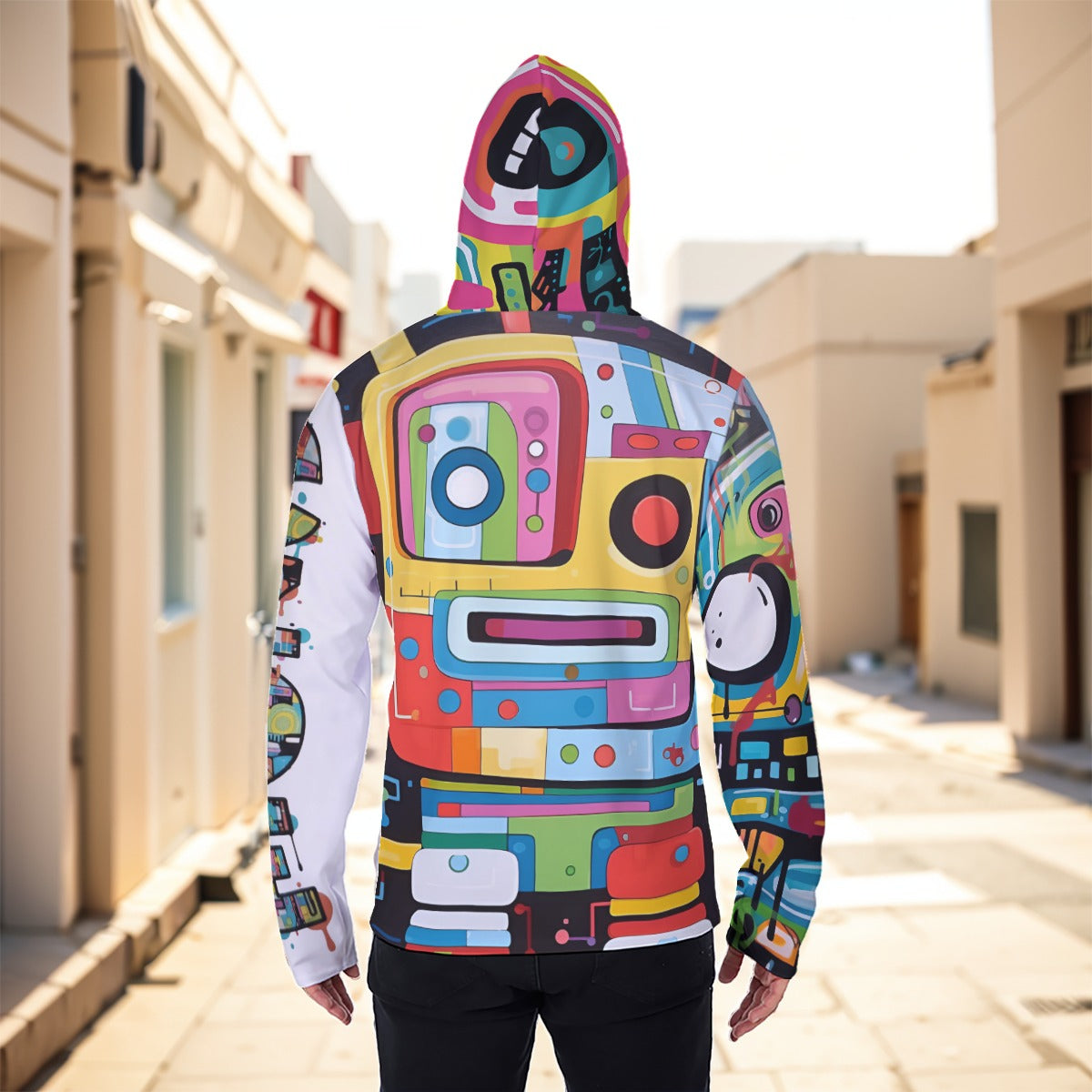 Eco-friendly All-Over Print Men's Masked Hoodie