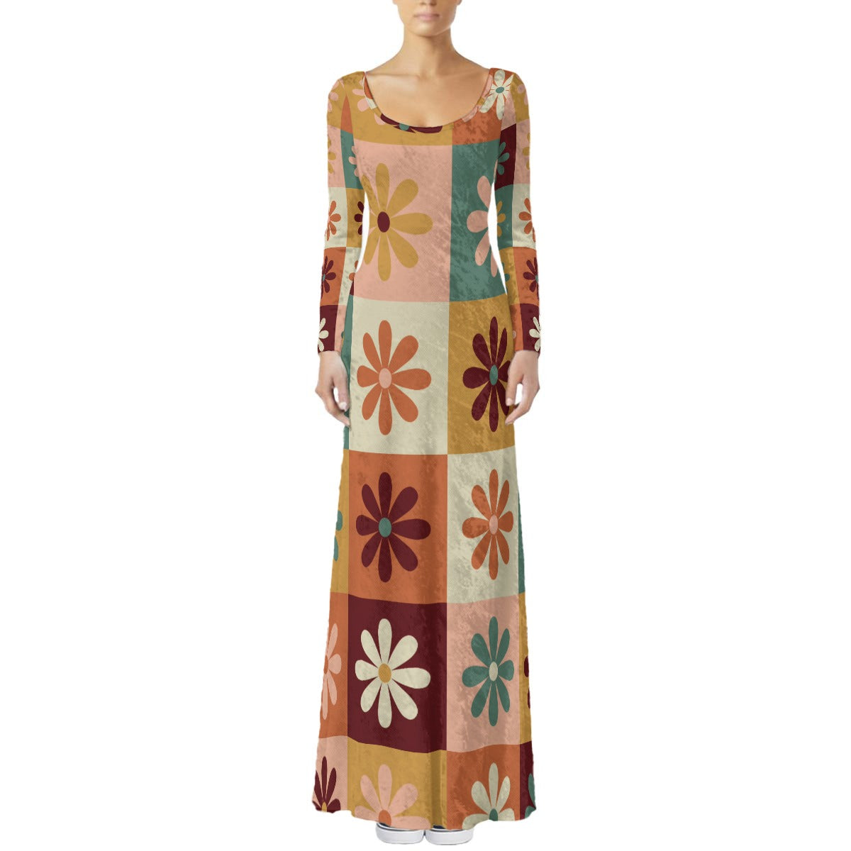 CZDE Retro Floral Velvet Maxi Dress - Timeless Elegance Meets Modern Style
