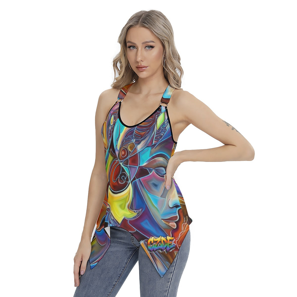 CZDE Abstract Art Women’s Tank Top – Colorful Streetwear Style