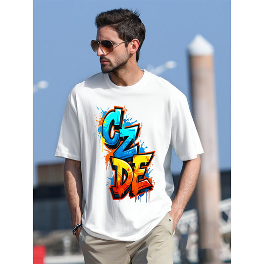 CZDE Graffiti Energy Oversized White T-Shirt – Streetwear Vibes
