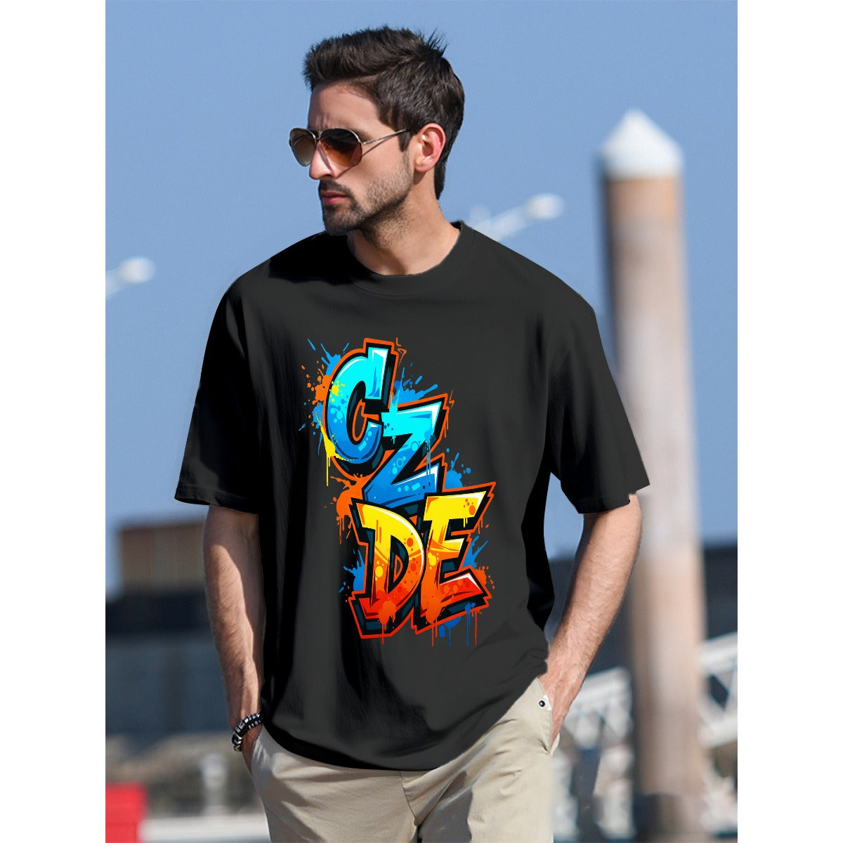 CZDE Graffiti Energy Oversized White T-Shirt – Streetwear Vibes
