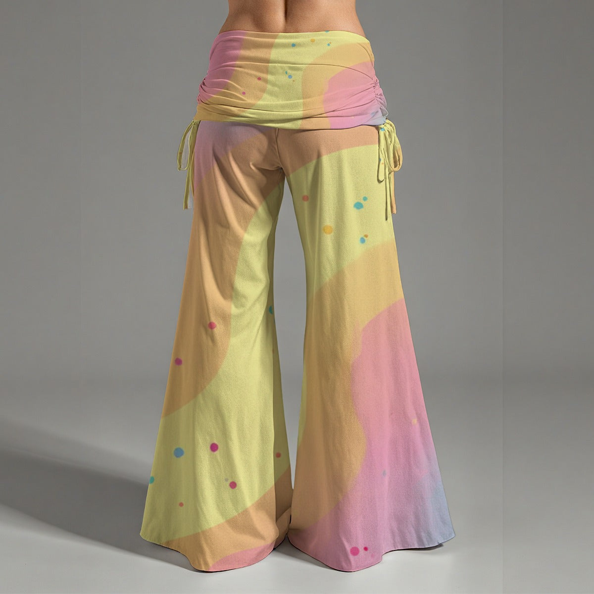 CZDE  Boho Tie-Dye Wide Leg Pants - High Waist Festival Flare Trousers