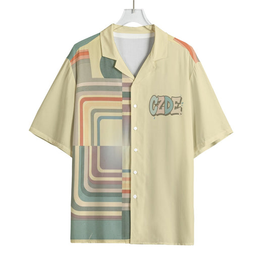 Retro CZDE Graphic Button-Up Shirt – Vintage Casual Summer Style