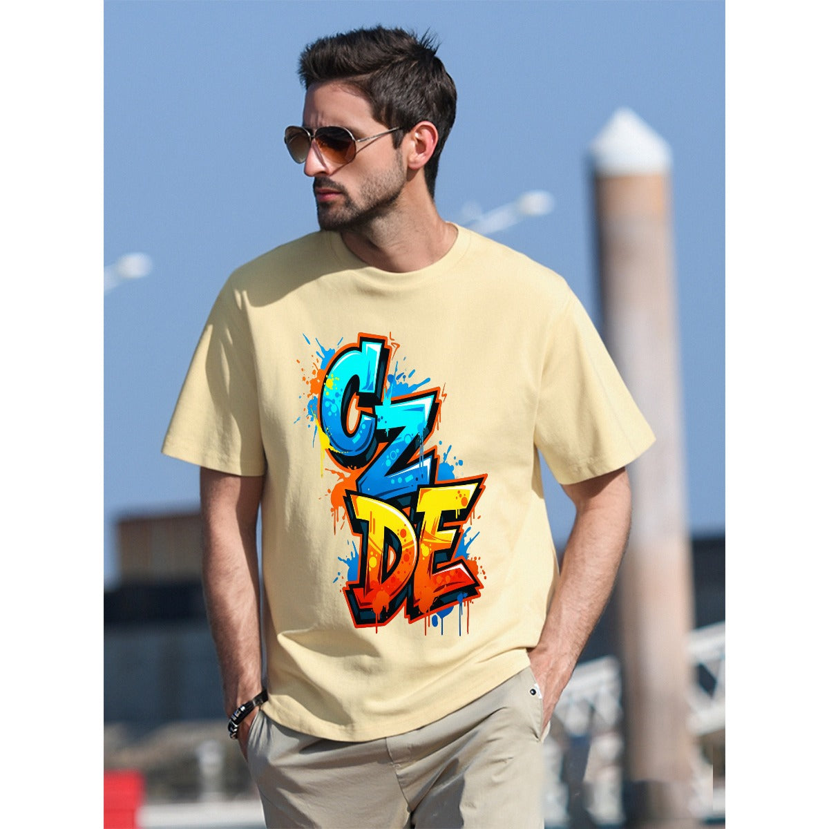 CZDE Graffiti Energy Oversized White T-Shirt – Streetwear Vibes