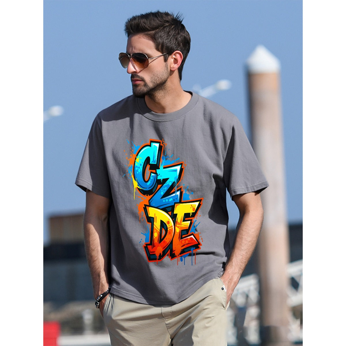 CZDE Graffiti Energy Oversized White T-Shirt – Streetwear Vibes