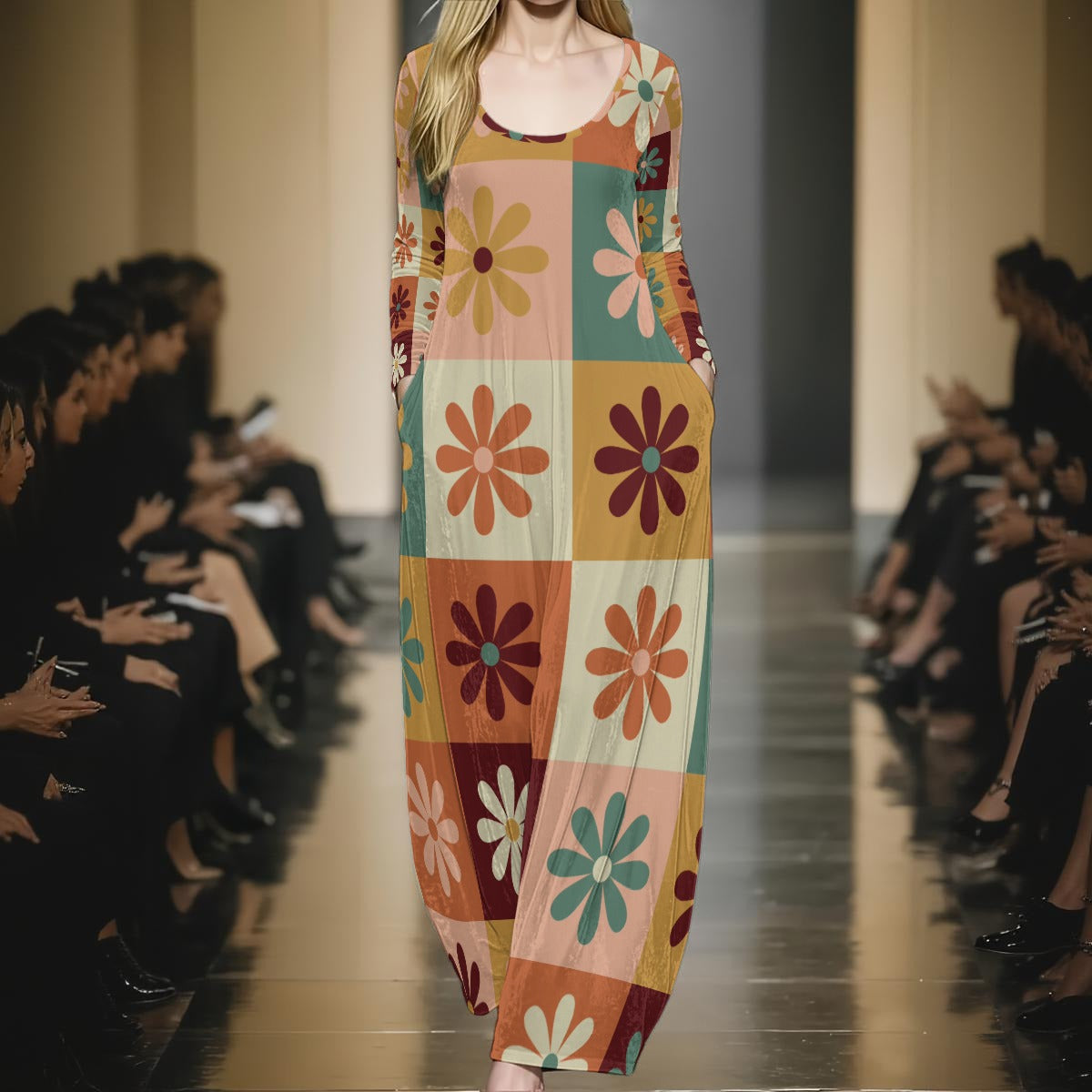 CZDE Retro Floral Velvet Maxi Dress - Timeless Elegance Meets Modern Style