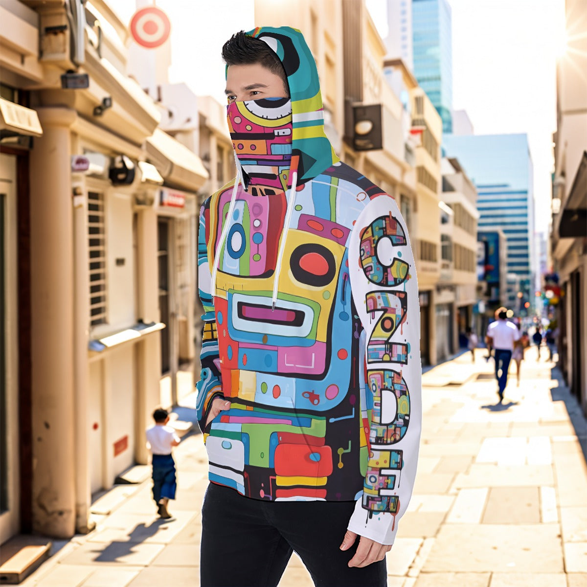 Eco-friendly All-Over Print Men's Masked Hoodie