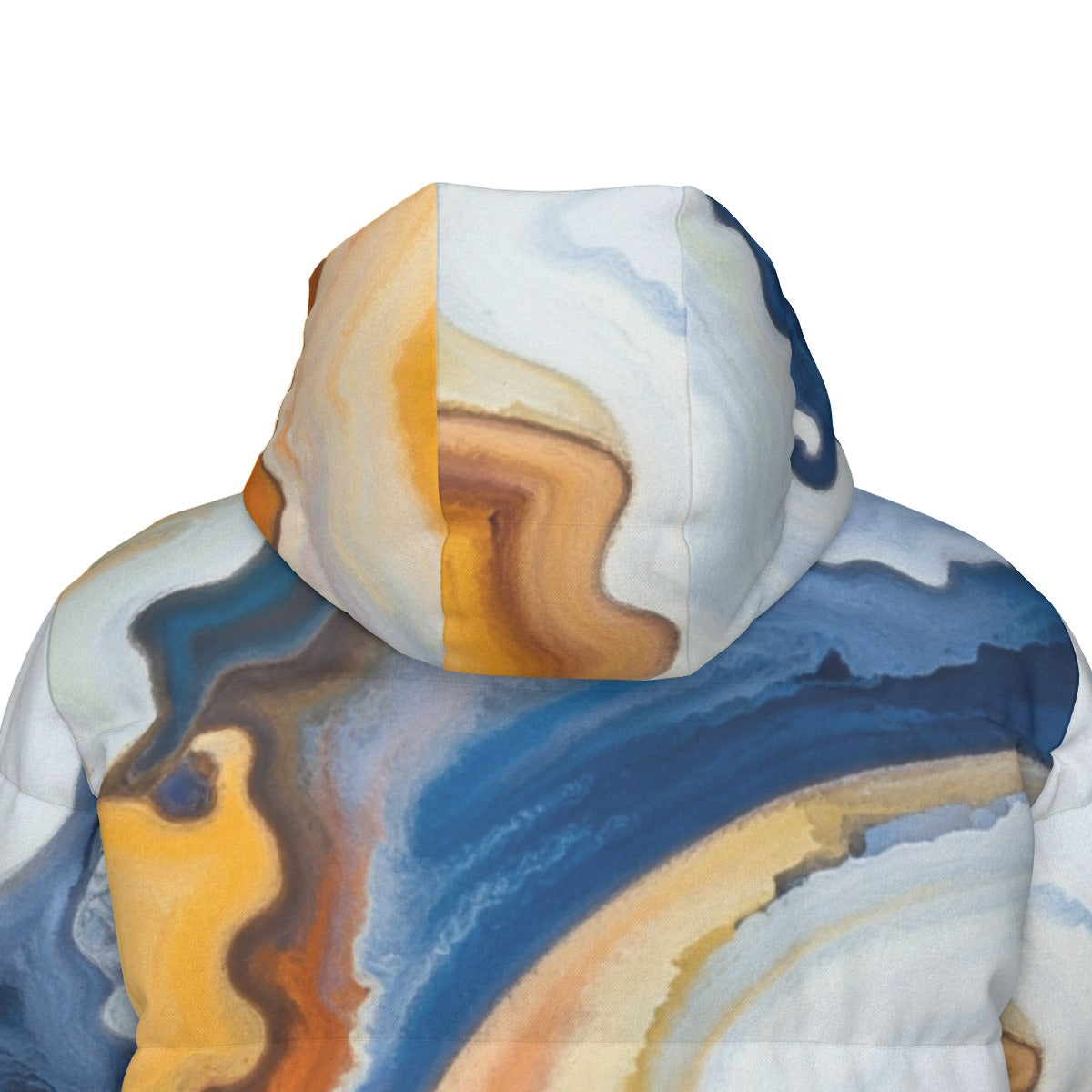 Unisex Long Puffer Coat with Abstract Art Print – CZDE Streetwear Winter Jacket