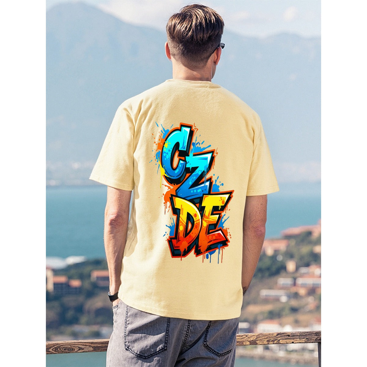 CZDE Graffiti Energy Oversized White T-Shirt – Streetwear Vibes