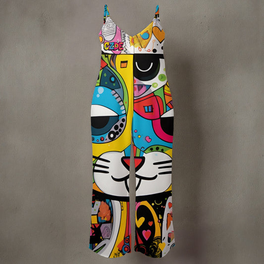 Artistic Colorful Jumpsuit - TikTok Trending Wide-Leg Statement Piece