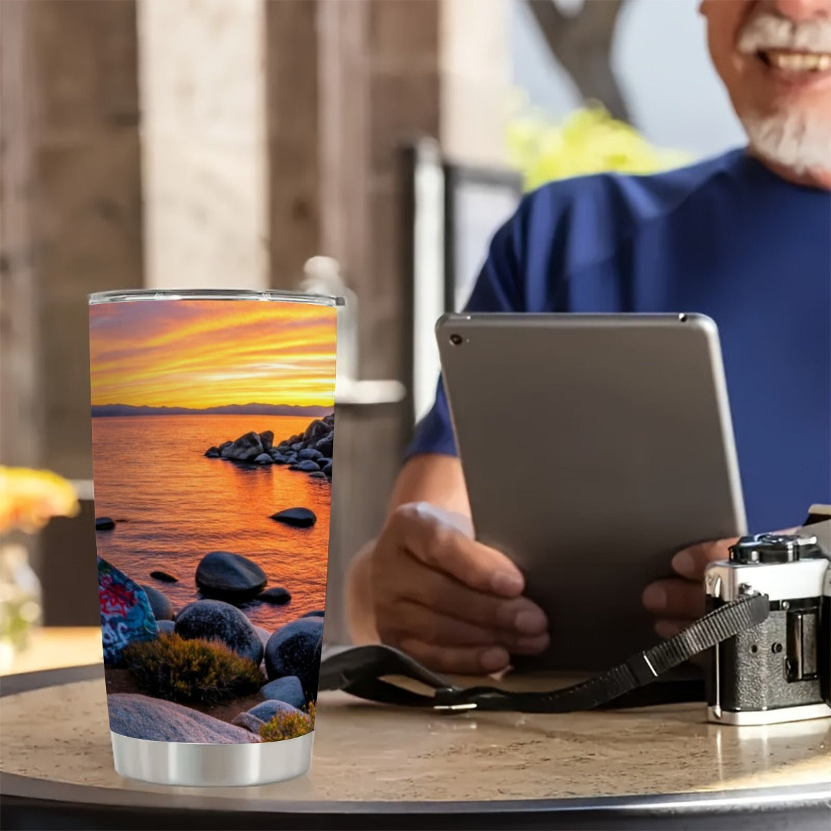 CZDE Sunset Stainless Steel Tumbler – Graffiti & Nature Design