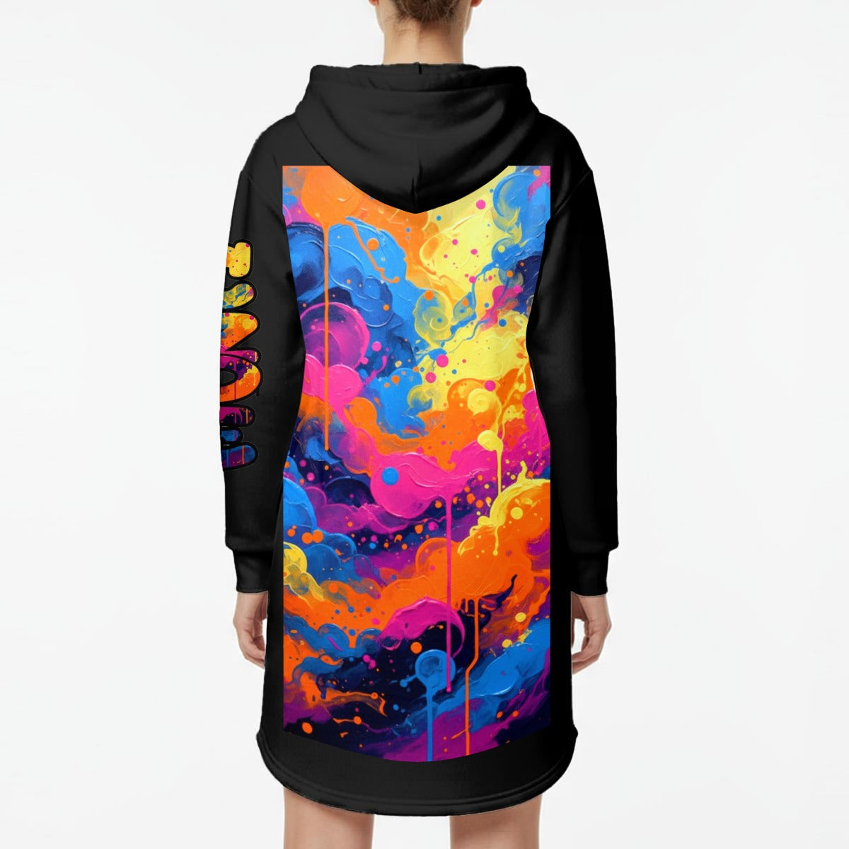 CZDE Abstract Art Hoodie Dress - Colorful Paint Splash Design | Women's Sweatshirt