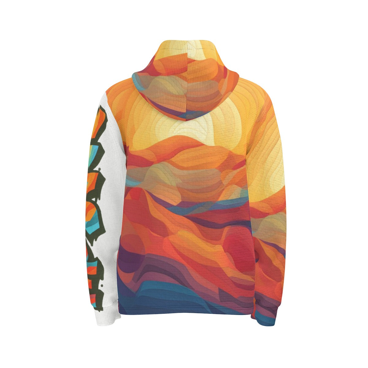 CZDE Sunset Gradient Hoodie - Half Button Pullover | Artistic Wave Print Sweatshirt