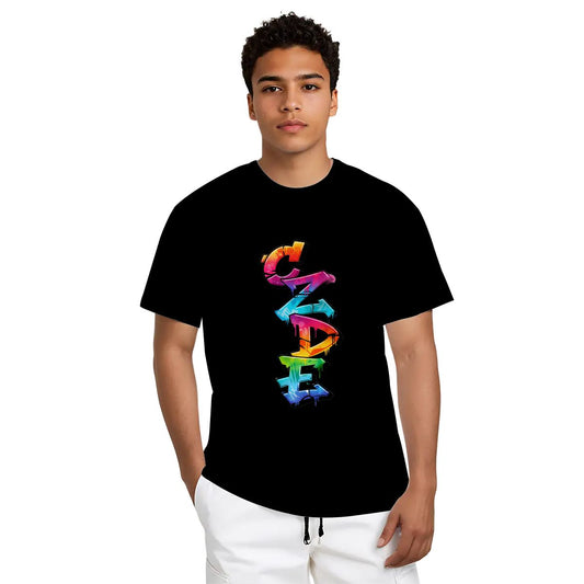 CZDE Vertical Graffiti T-Shirt — Colorful Street Style