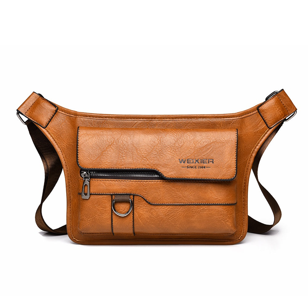 Men’s Vintage Leather Crossbody Chest Bag – CZDE Style