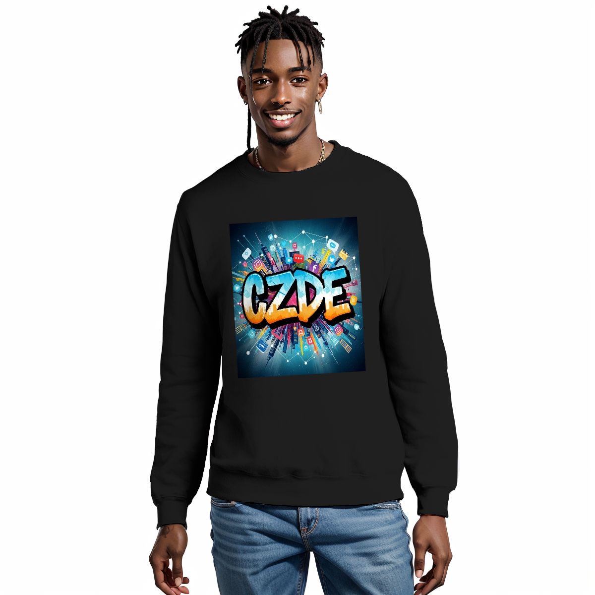 "CZDE Power Grid Crewneck – Digital Energy Meets Street Art | Bold Drop"
