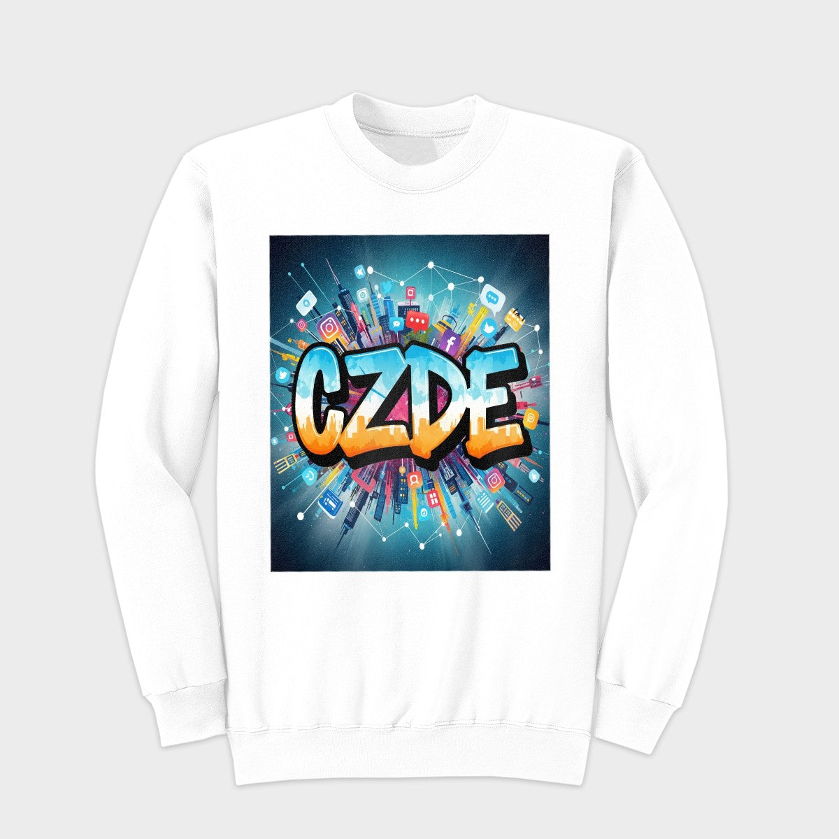 "CZDE Power Grid Crewneck – Digital Energy Meets Street Art | Bold Drop"