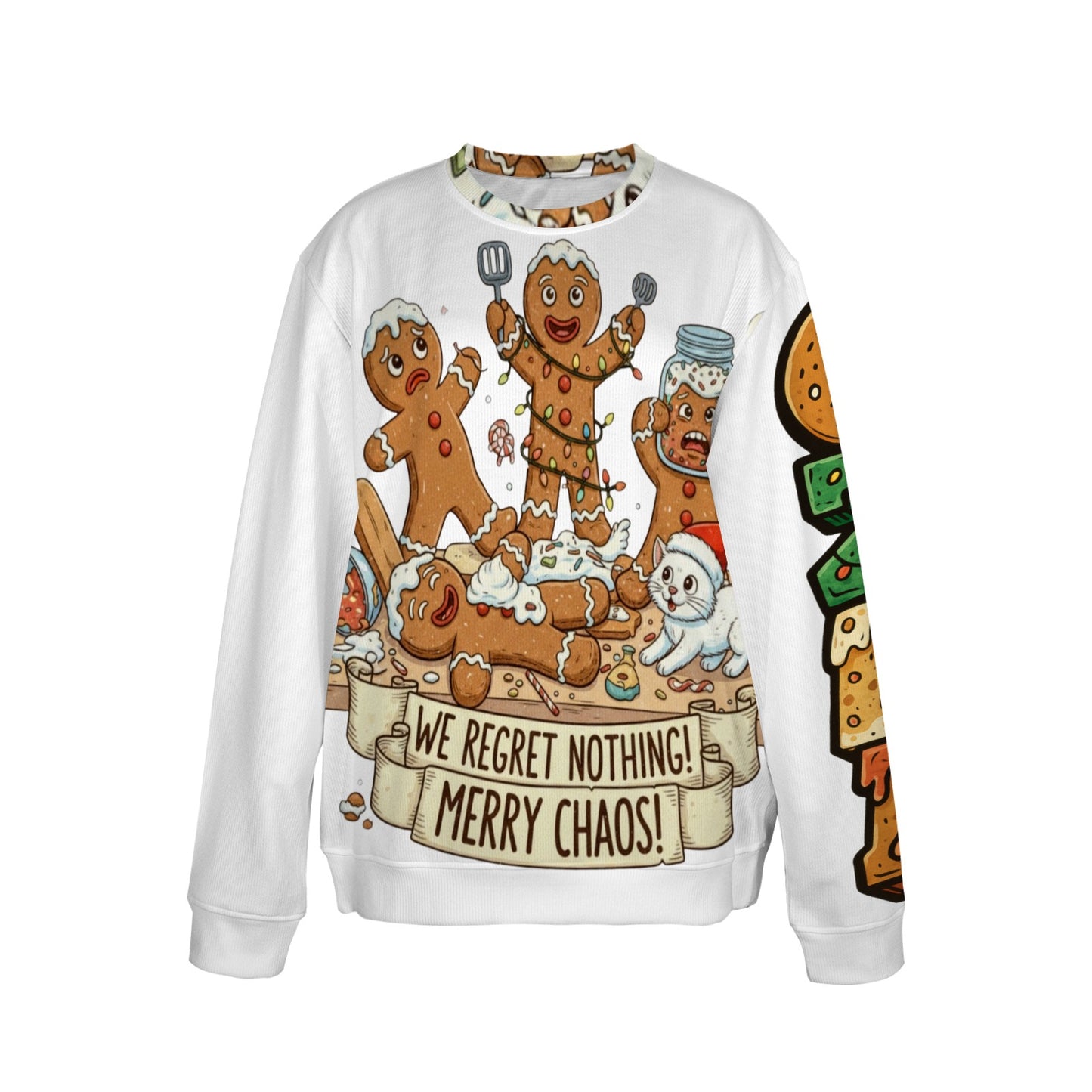 Funny Gingerbread Christmas Sweatshirt - We Regret Nothing Merry Chaos Holiday Sweater