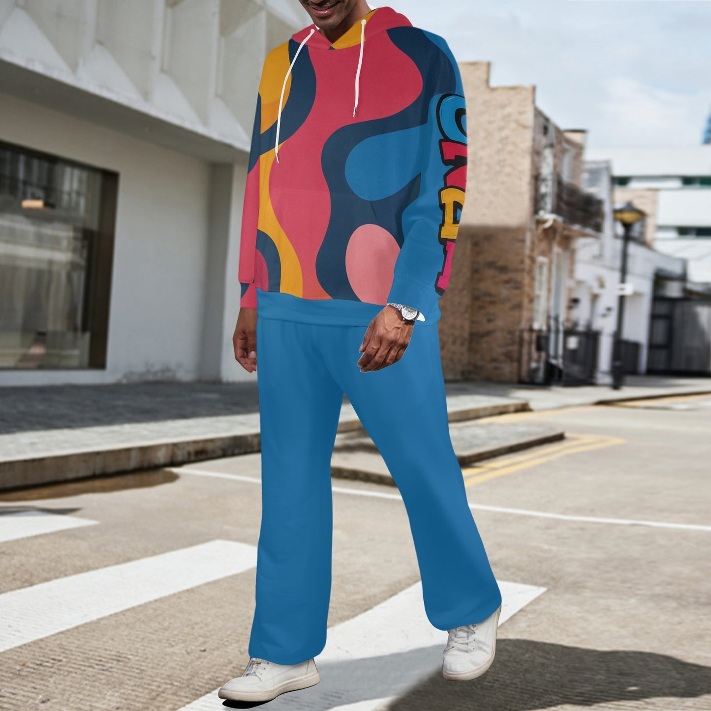 CZDE Abstract Art Tracksuit Set - Colorful Hoodie & Joggers Combo