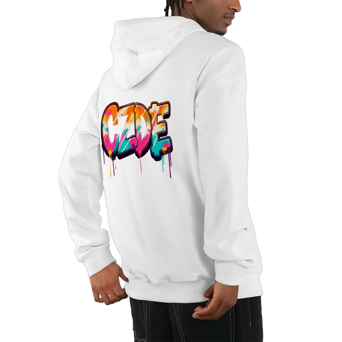 Unisex Fleece Hoodie - CZDE Vivid Graffiti Hoodie — Colorful Streetwear Statement