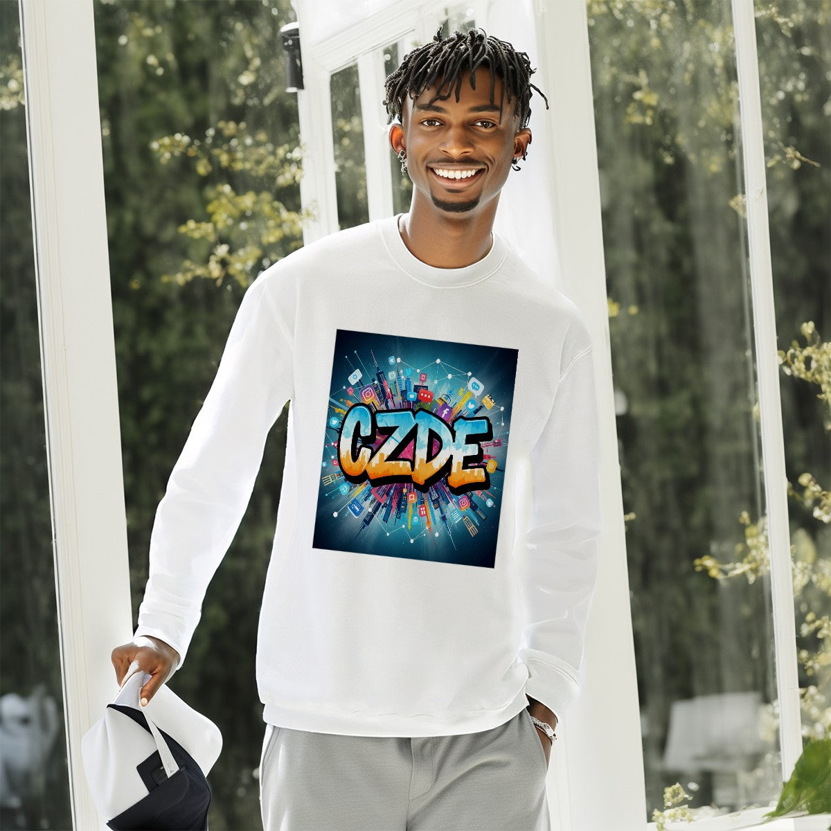 "CZDE Power Grid Crewneck – Digital Energy Meets Street Art | Bold Drop"