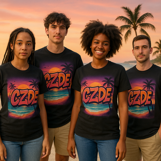CZDE Sunset Street Tee – Urban Heat Meets Island Vibes
