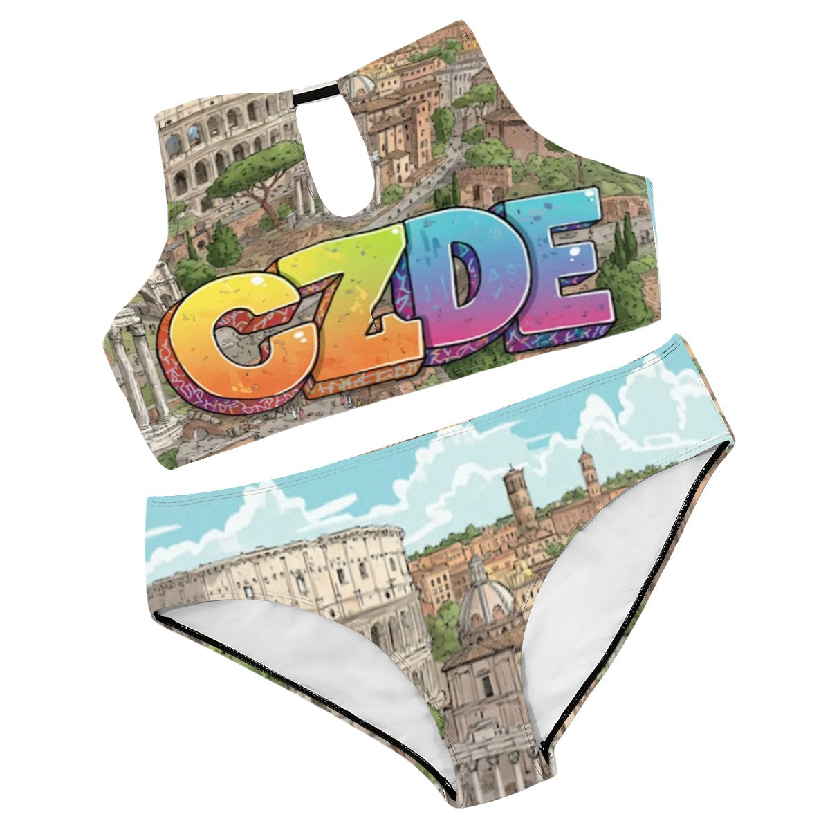 CZDE High-Waist Halter Bikini – Art, Attitude & Curves Made to Shine