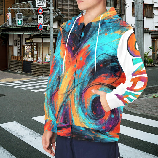 CZDE Cosmic Swirl Abstract Hoodie - Vibrant Street Art Design
