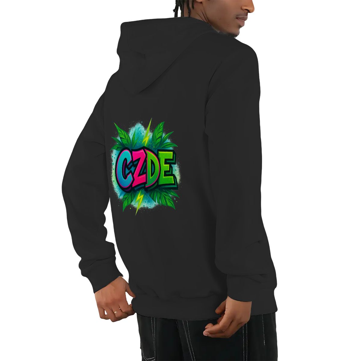 CZDE Tropical Graffiti Hoodie – Bold Urban Streetwear Vibes