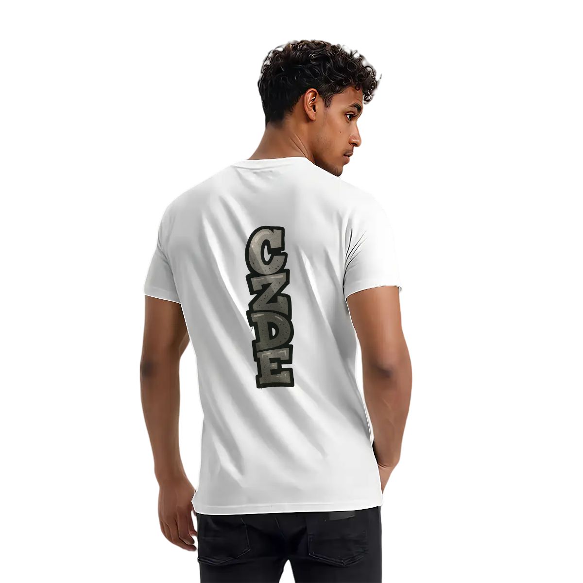 Men’s Black T-Shirt with Vertical CZDE Graffiti Print