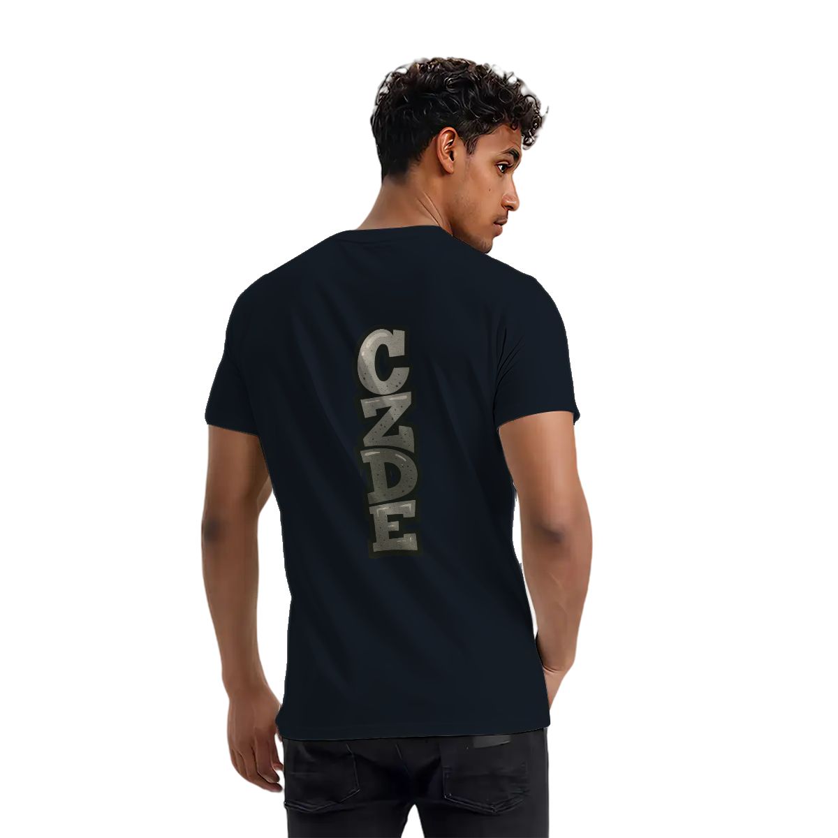 Men’s Black T-Shirt with Vertical CZDE Graffiti Print
