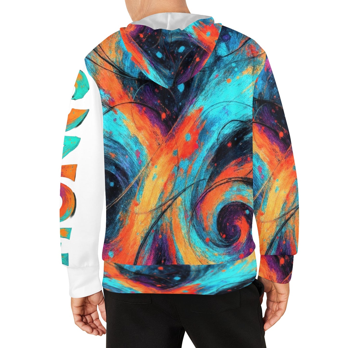 CZDE Cosmic Swirl Abstract Hoodie - Vibrant Street Art Design