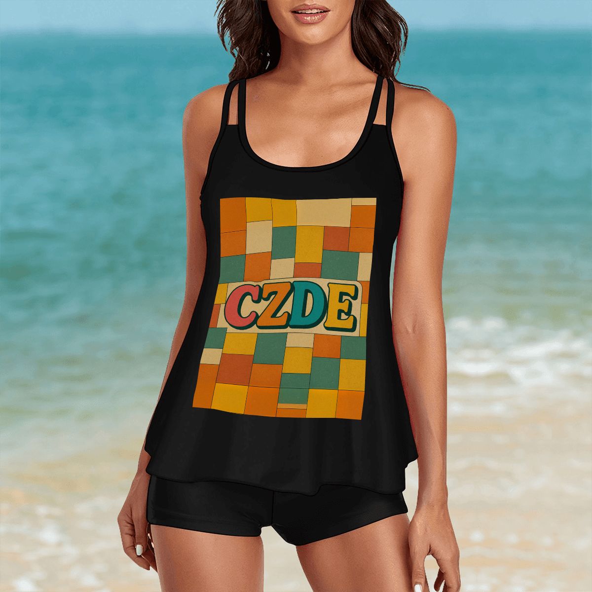 Retro Color Block Tankini Set – Feel Bold, Free & Beautiful at the Beach