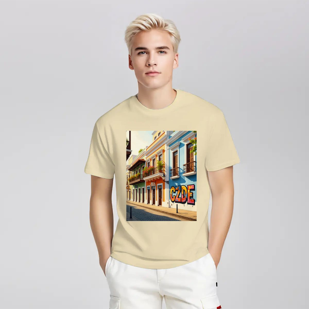 CZDE Old San Juan Street Graphic T-Shirt — Colorful Urban Vibe
