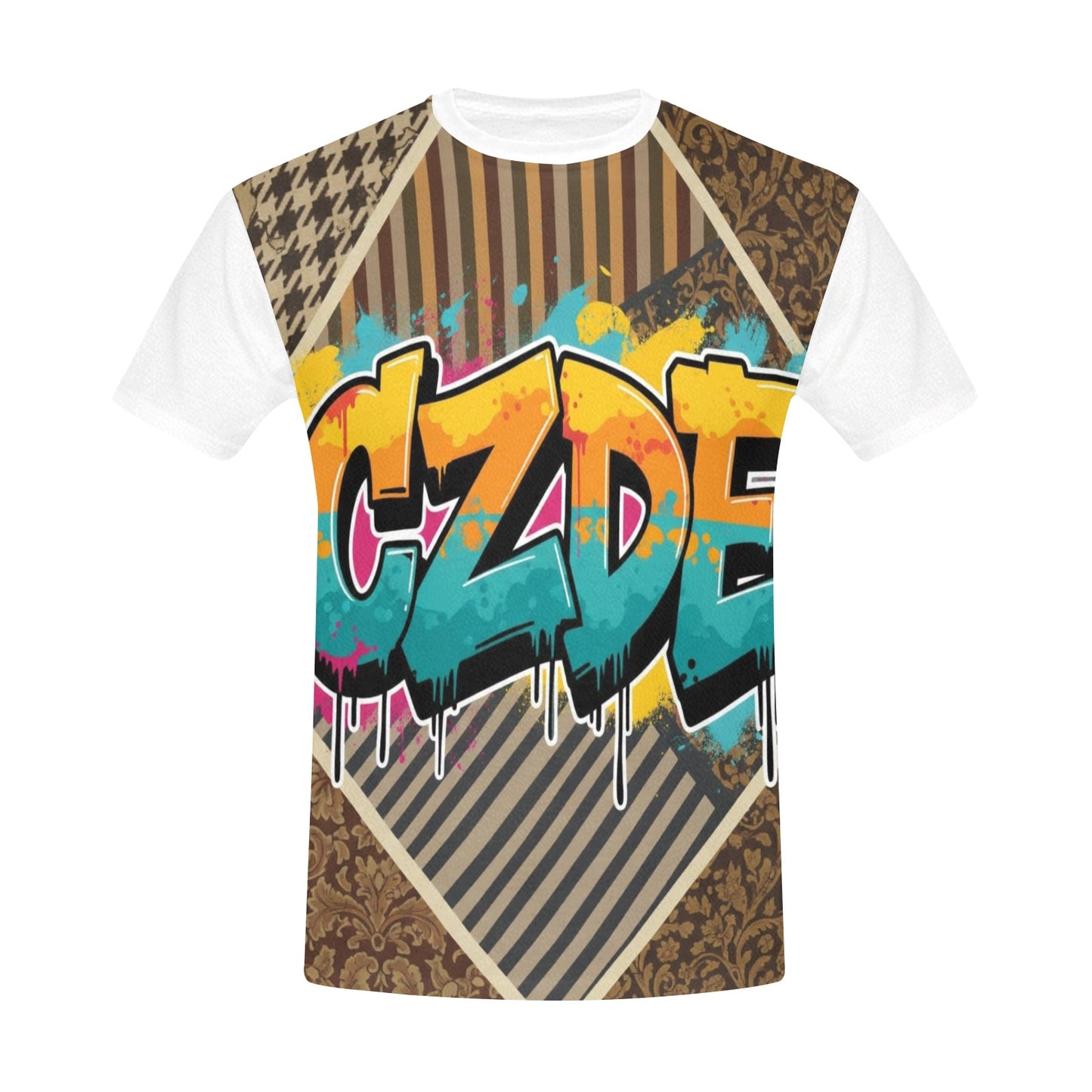 Graffiti Vibes CZDE Street Tee – Bold Urban Artwear with Vintage Edge