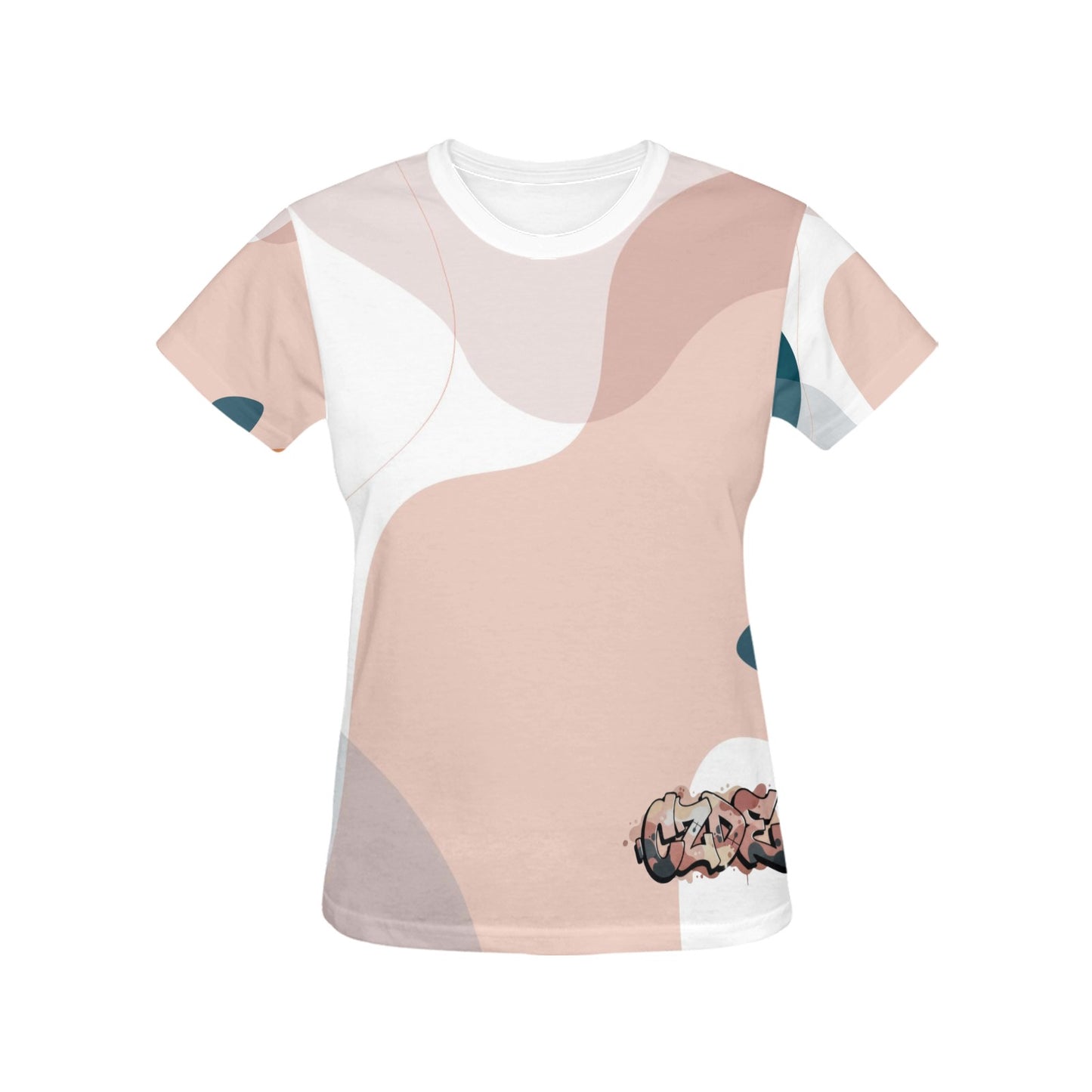 Women’s CZDE Pastel Abstract Graffiti T-Shirt – Casual Streetwear Style
