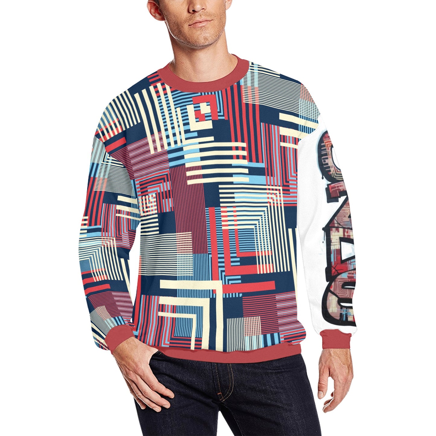 Unisex CZDE Streetwear Sweatshirt – Colorful Geometric Pattern